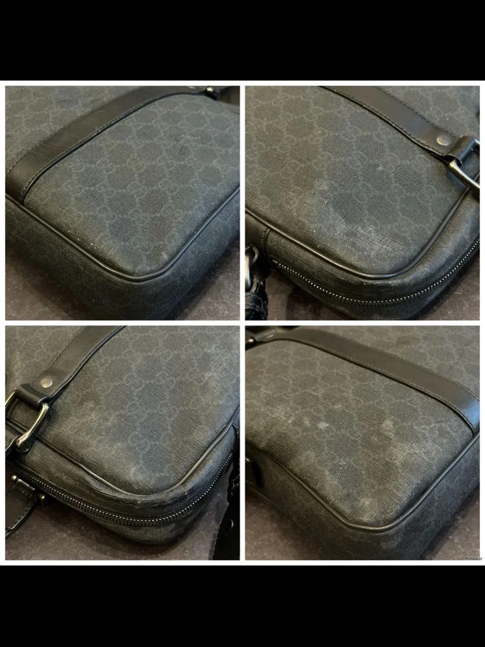 Gucci Black Monogram Canvas Briefcase with Leather Trim